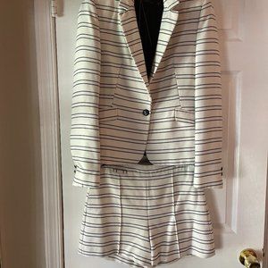 Zara Shorts and Blazer Ivory/Navy Stripe Sz- M